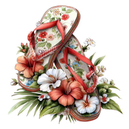 floral, coral pink, cream, white, red ribbon, vintage, botanical, spring, summer, elegant, romantic, whimsical, garden flowers, hibiscus, daisies, leaves, green foliage, decorative arts, shabby chic, cottage style, traditional, nature theme, flower bouquet, delicate, ornate borders, classic design, feminine, charming