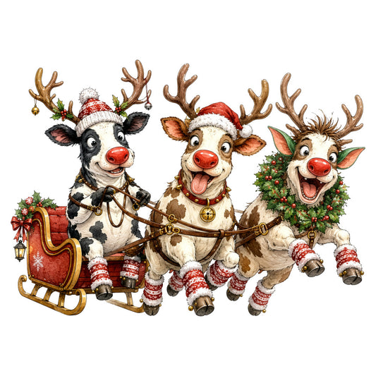 christmas, holiday, reindeer, festive, red, cream, brown, gold, whimsical, playful, rudolph, sleigh, santa, winter, decorative, cute animals, joyful, traditional, seasonal, red nose, antique gold, hand drawn, illustration style, children's, cheerful, magical, vintage christmas, festive animals, holiday theme, december