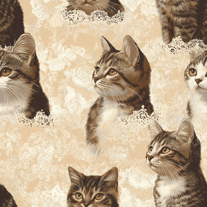Sepia Kitten Toile Pattern 9 Minky Fabric