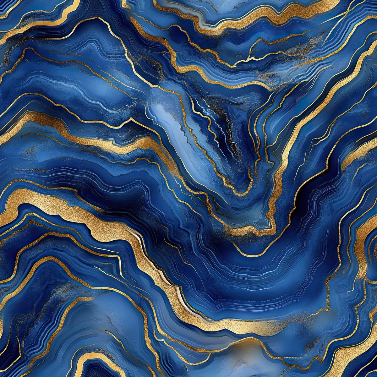 Royal Blue and Gold Agate Pattern 11 Minky Fabric