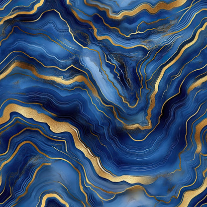 Royal Blue and Gold Agate Pattern 11 Minky Fabric