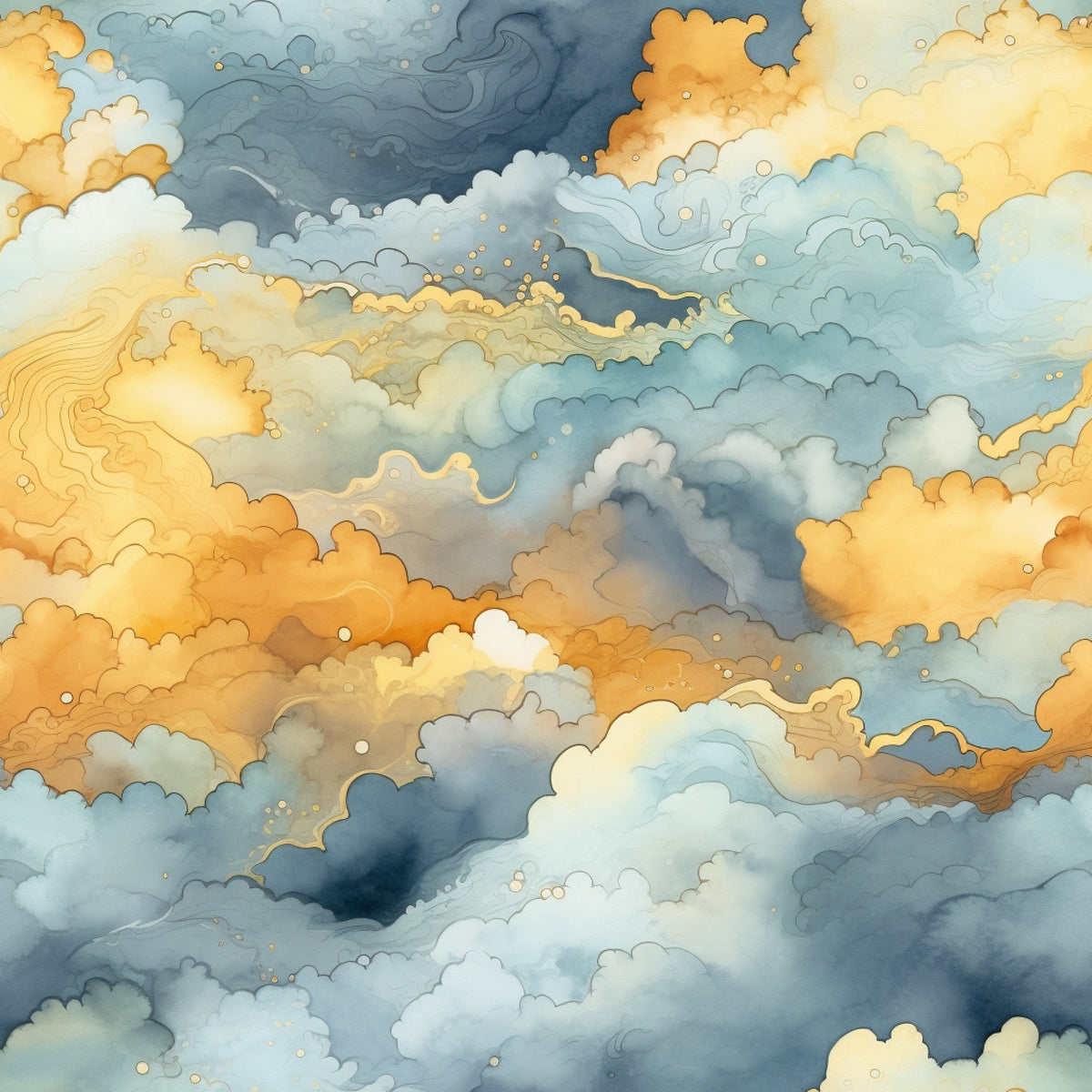 Gilded Clouds Pattern 7 Minky Fabric