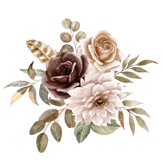 Alphabet with Watercolor Flowers Fabric Panel 22