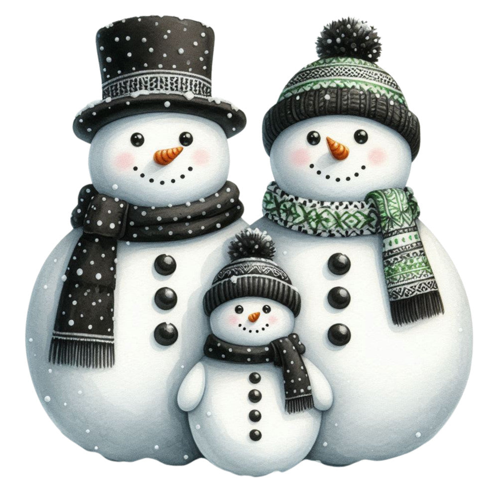 Black Hat Snowmen Fabric Panel 12