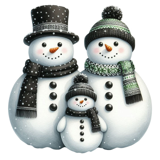 Black Hat Snowmen Fabric Panel 12