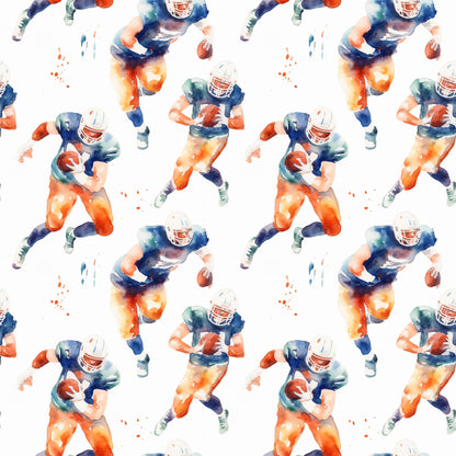 Watercolor Football Pattern 11 Quilting Cotton Fabric