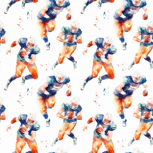 Watercolor Football Pattern 11 Quilting Cotton Fabric