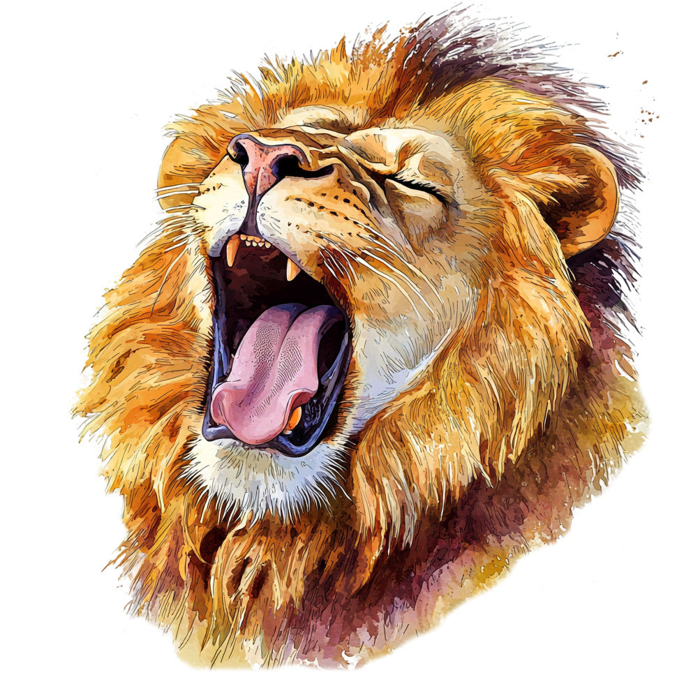 Watercolor Lion Fabric Panel 18