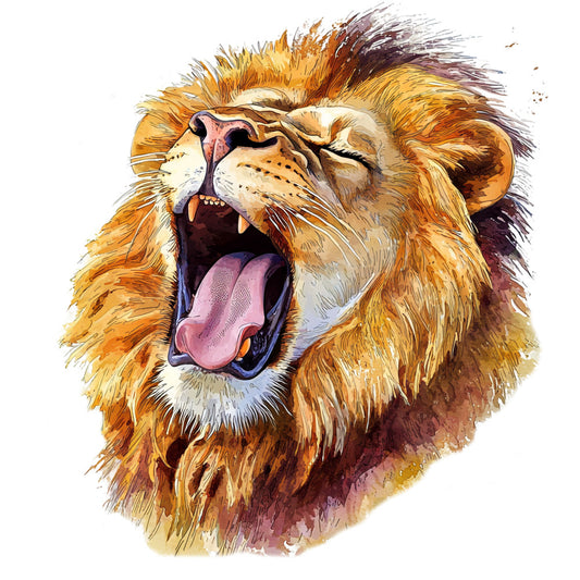 Watercolor Lion Fabric Panel 18