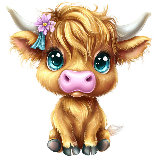 Adorable Highland Cows Fabric Panel 14