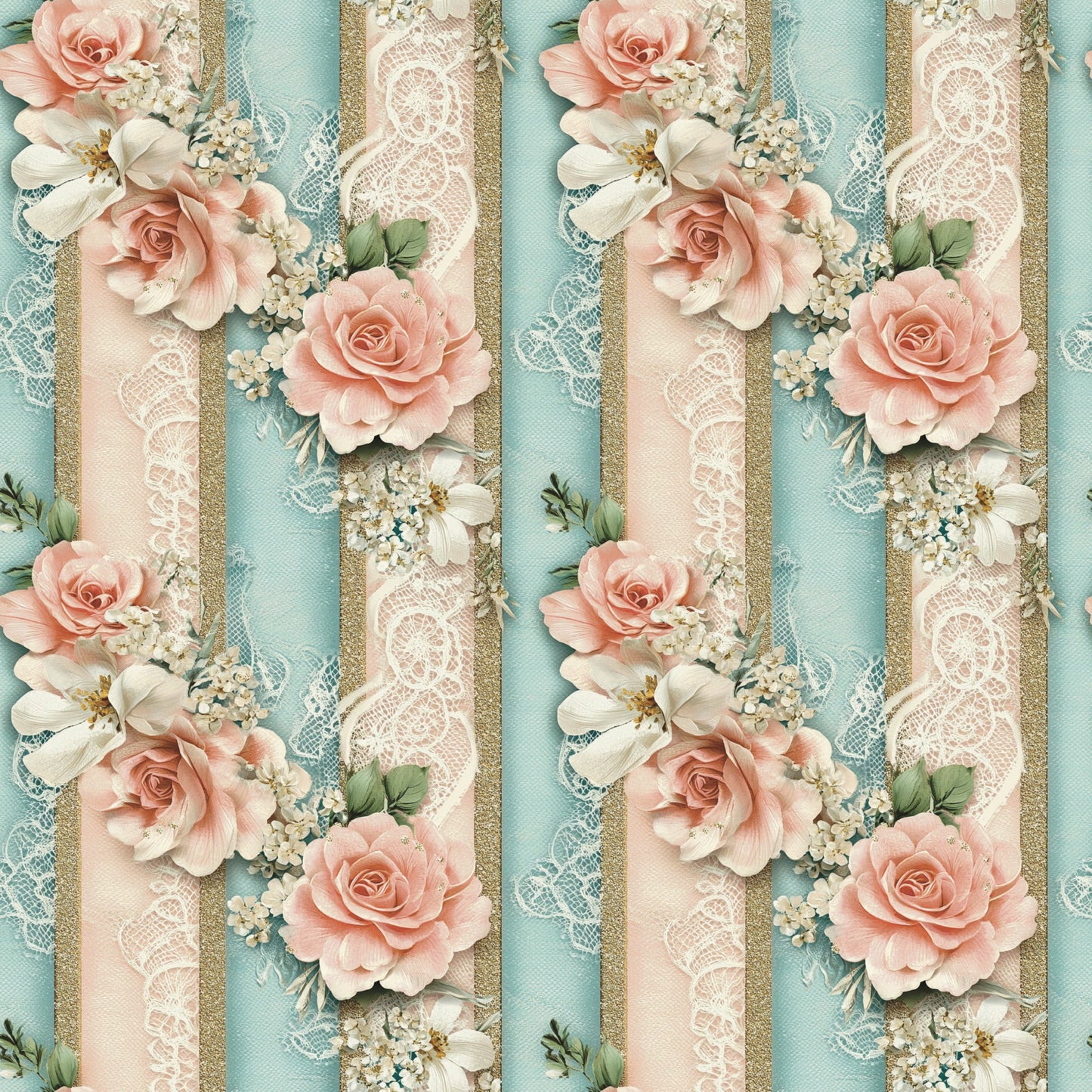 Floral Stripes Pattern 5 Quilting Cotton Fabric