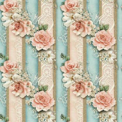Floral Stripes Pattern 5 Quilting Cotton Fabric