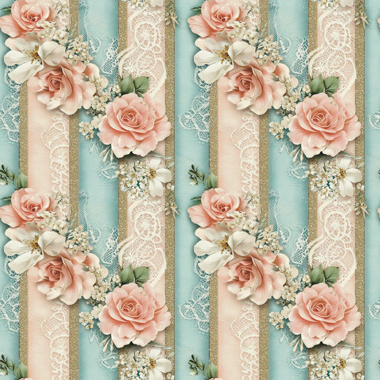 Floral Stripes Pattern 5 Quilting Cotton Fabric
