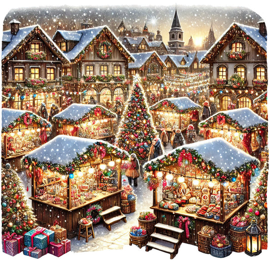 Christmas Villages Fabric Panel 7