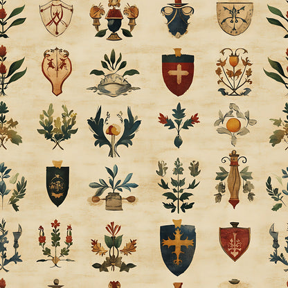 Medieval Heraldry Pattern 4 Minky Fabric