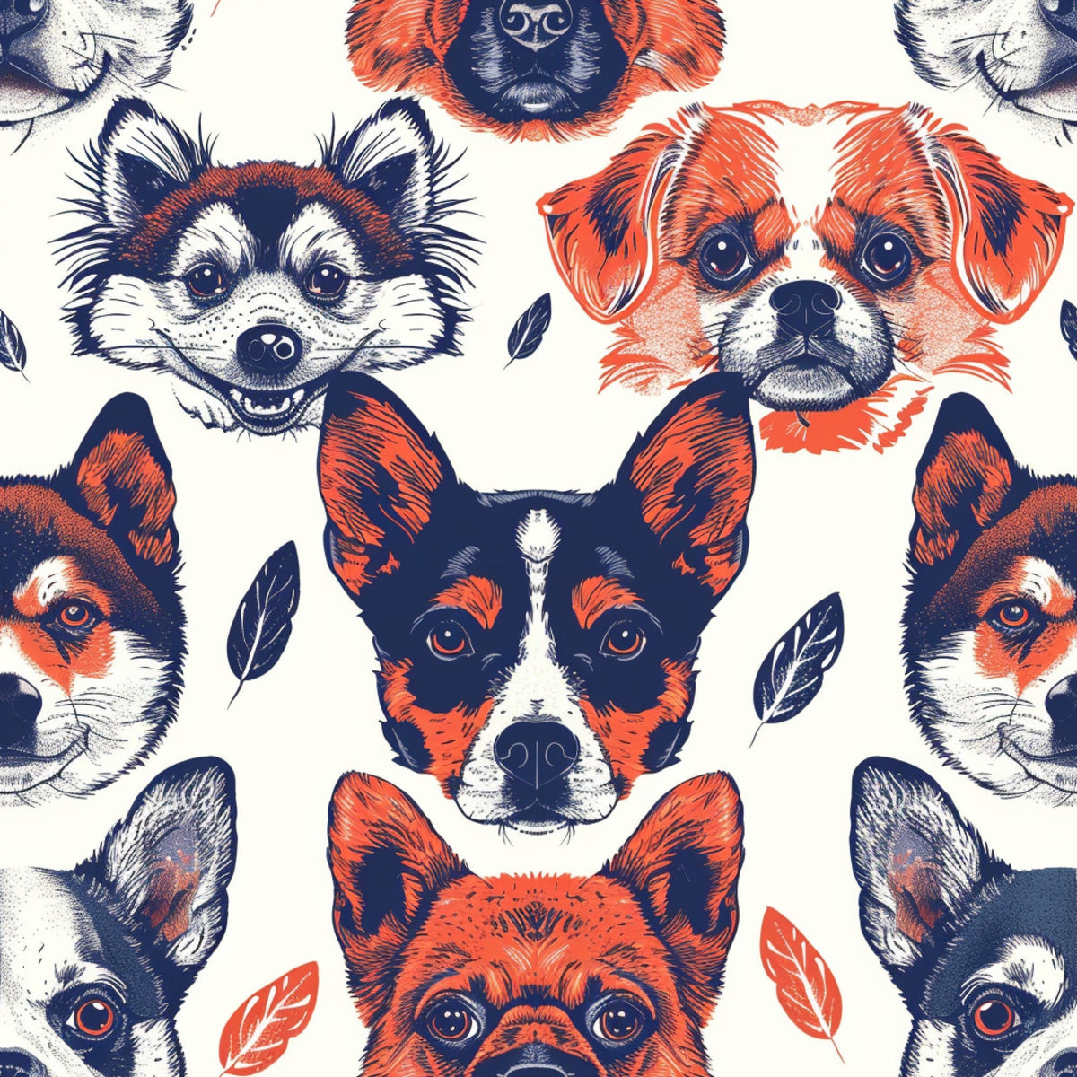 Furry Faces Pattern 7 Minky Fabric
