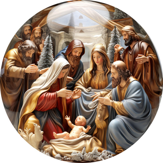 Nativity Christmas Ornaments Fabric Panel 46