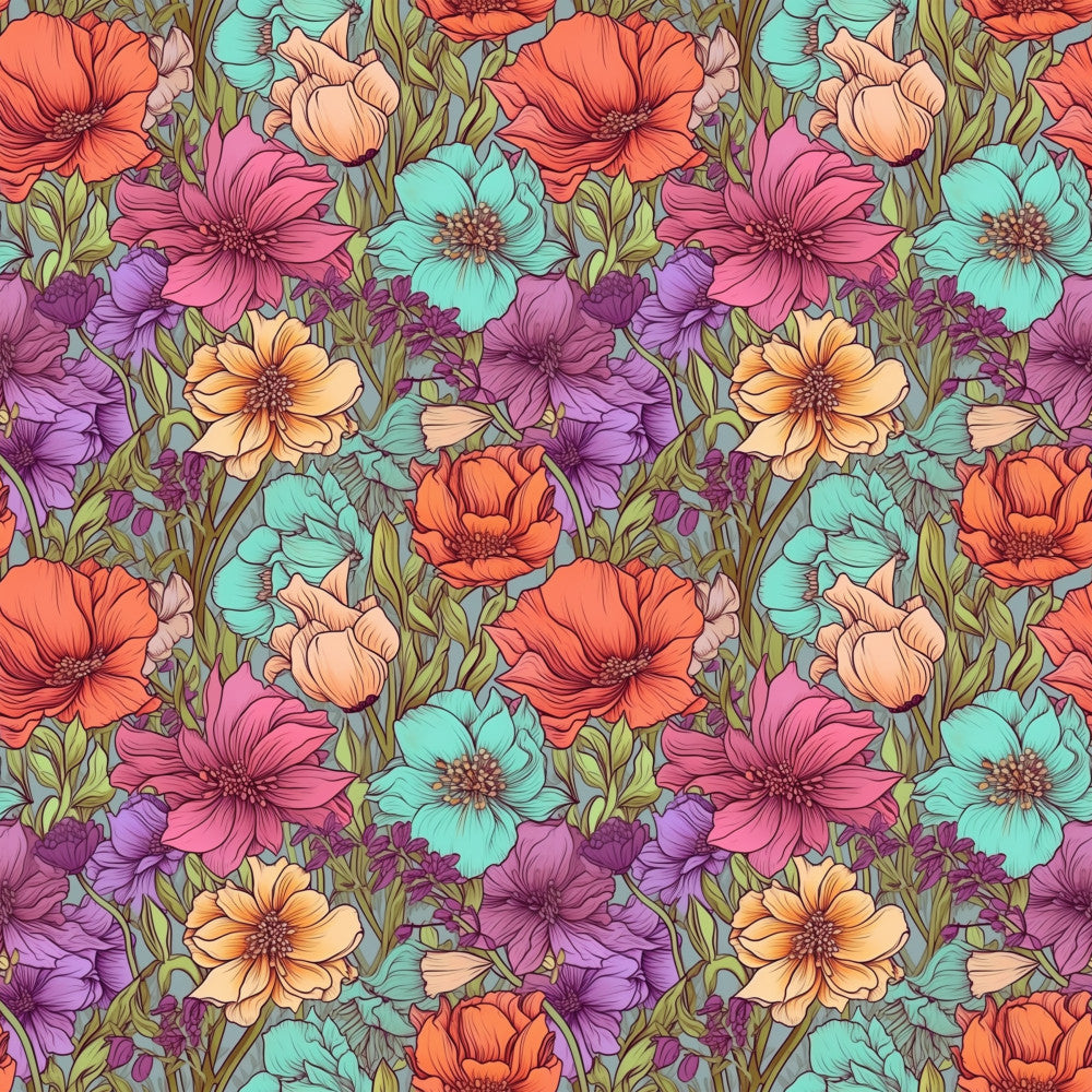 Tangerine Teal Reverie Pattern 11 Minky Fabric