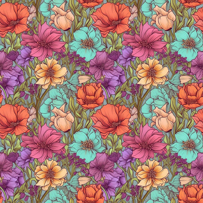 Tangerine Teal Reverie Pattern 11 Minky Fabric