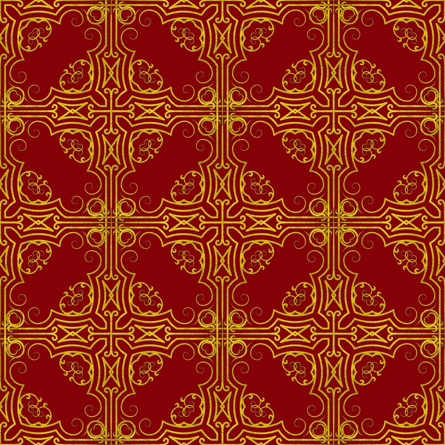 Red Gold Christmas Pattern 1 Quilting Cotton Fabric