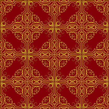 Red Gold Christmas Pattern 1 Quilting Cotton Fabric