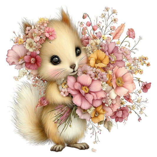 cute animal, fluffy kitten, white cat, cream colored, dusty rose, blush pink, coral orange, golden yellow, pale peach, soft pastels, floral, flowers, cosmos, daisies, baby animals, whimsical, sweet, adorable, spring, nature, botanical, delicate, feminine, children's, baby quilt, nursery, illustration style, watercolor, vintage inspired, charming