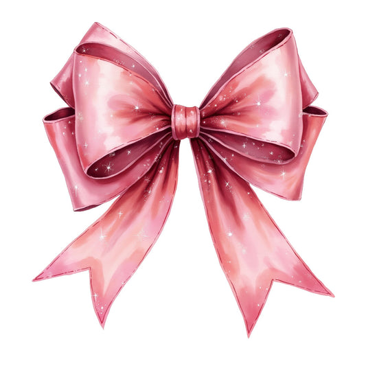 pink, rose, coral, sparkly, glittery, bow, ribbon, dimensional, shimmery, fabric panel, quilting cotton, breast cancer awareness, supportive, hopeful, decorative bow, textile craft, sewing project, awareness ribbon, glossy finish, craft material