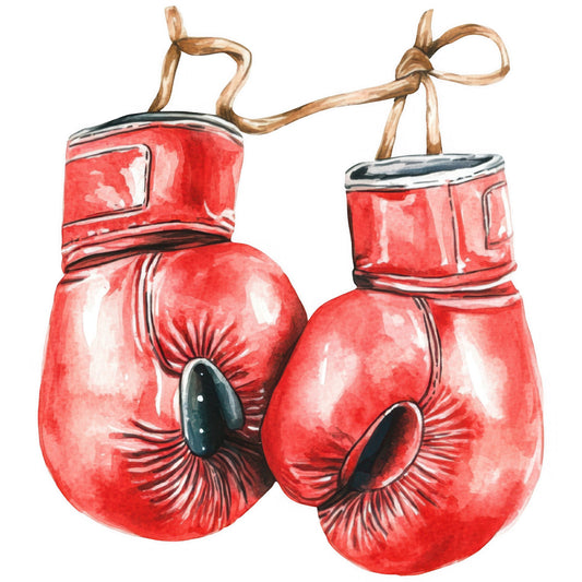 red boxing gloves, coral red, crimson red, sports themed, boxing equipment, athletic, vintage sports, retro boxing, masculine, action sports, training gear, combat sports, gloves with laces, leather gloves, sporty, gym decor, boxing illustration, sports memorabilia, fighter, pugilism, competitive sports, strength training, workout theme, motivational, bold graphics, striking design, dynamic, energetic, sports fan