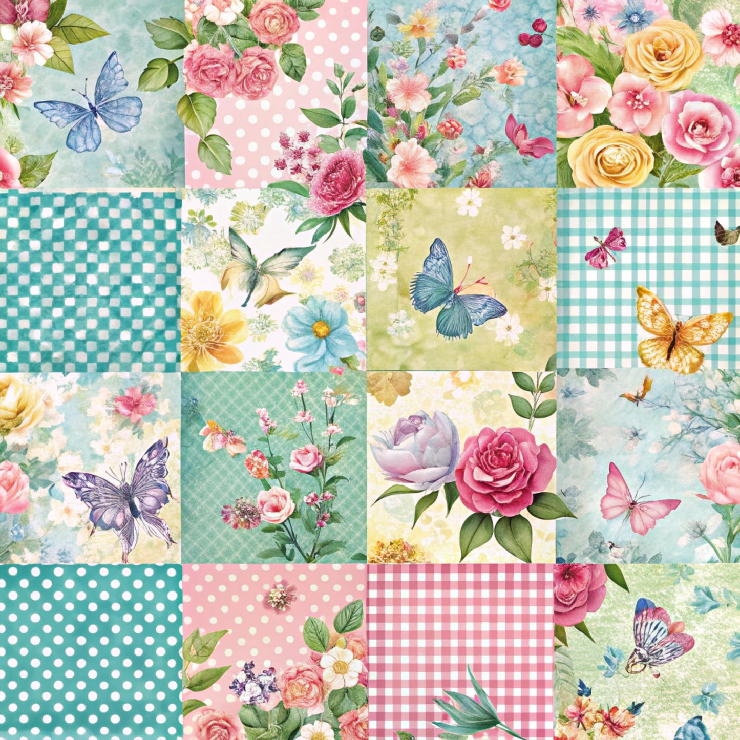 Spring Patchwork Pattern 10 Quilting Cotton Fabric