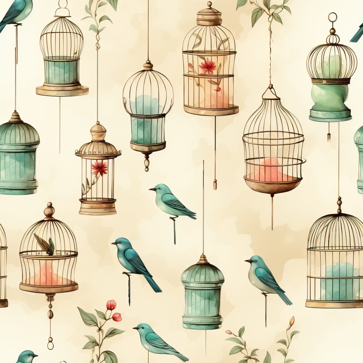Gilded Aviary Pattern 6 Minky Fabric
