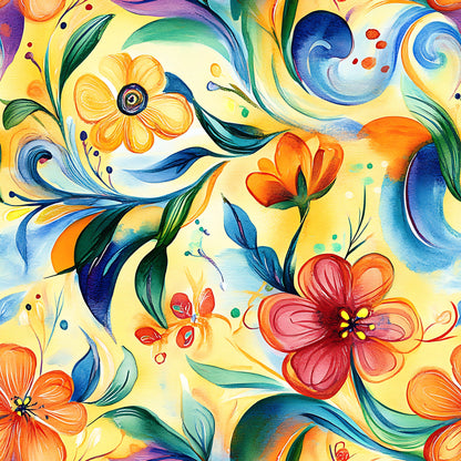 Vibrant Abstract Floral Art Pattern 3 Quilting Cotton Fabric