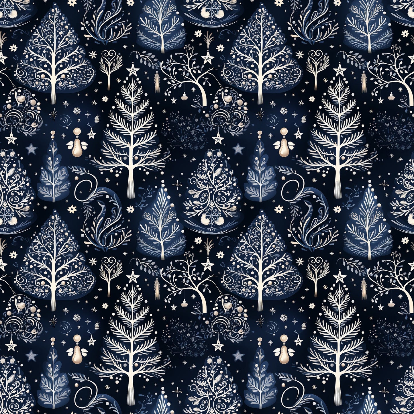Delft Blue Winter Pattern 2 Quilting Cotton Fabric