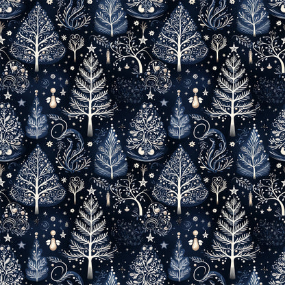 Delft Blue Winter Pattern 2 Quilting Cotton Fabric