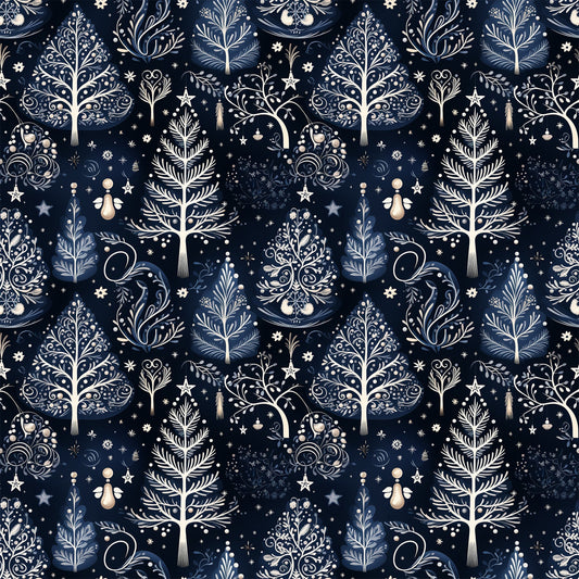 Delft Blue Winter Pattern 2 Quilting Cotton Fabric