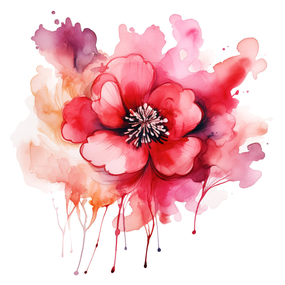 Alcohol Ink Flower Fabric Panel 7