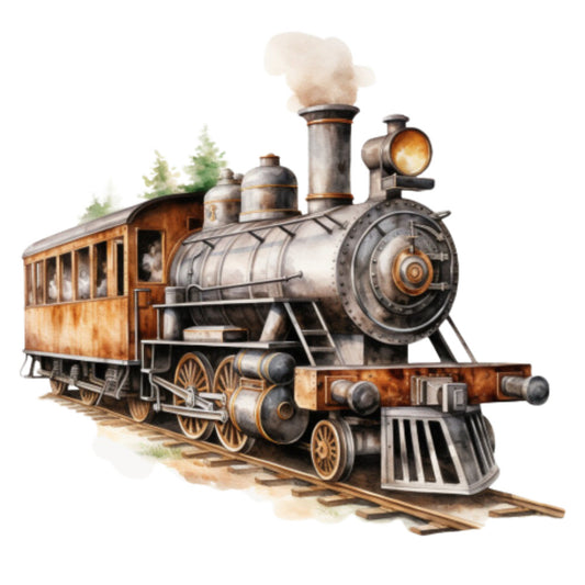 Steam Engine Train Fabric Panel 11