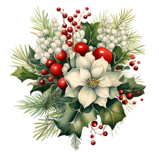 Holly and Baubles Fabric Panel 14
