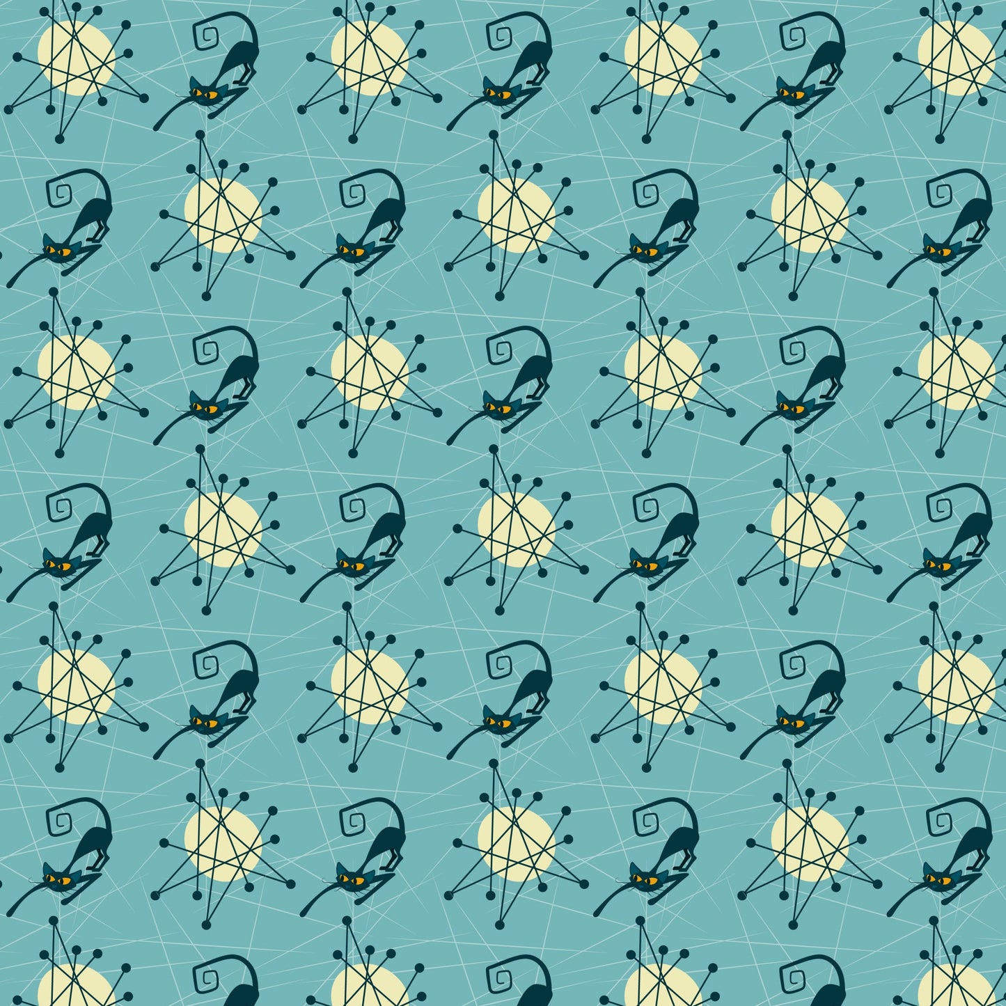 Atomic Kitty Pattern 2 Quilting Cotton Fabric