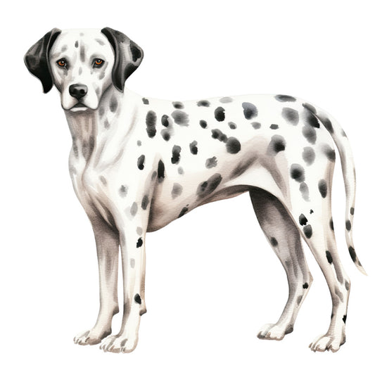 Watercolor Dogs Fabric Panel 30 featuring a detailed Dalmatian dog print on premium quilting cotton fabric.