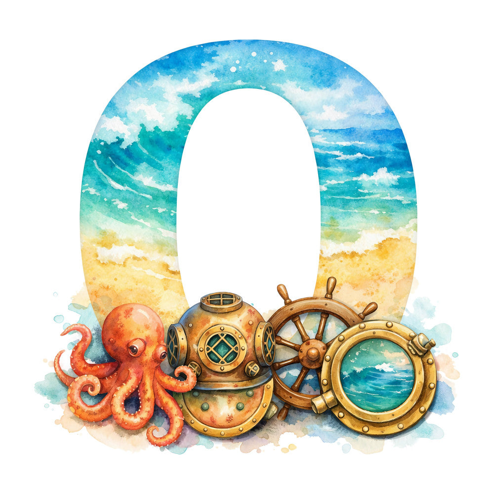 ocean, beach, nautical, turquoise, coral, golden yellow, sky blue, seafoam green, underwater, steampunk, whimsical, vintage, octopus, diving helmet, ship wheel, porthole, steampunk aesthetic, summer, coastal, seaside, adventure, exploration, marine life, brass, copper, aquatic, tropical, sand, waves, clouds