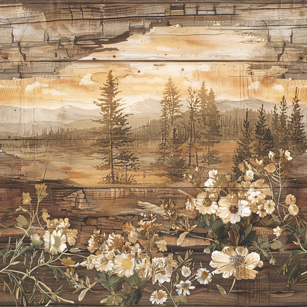 Yellowstone on Rustic Wood Fabric Panel 8