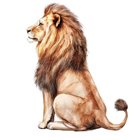 Watercolor Lion Fabric Panel 30