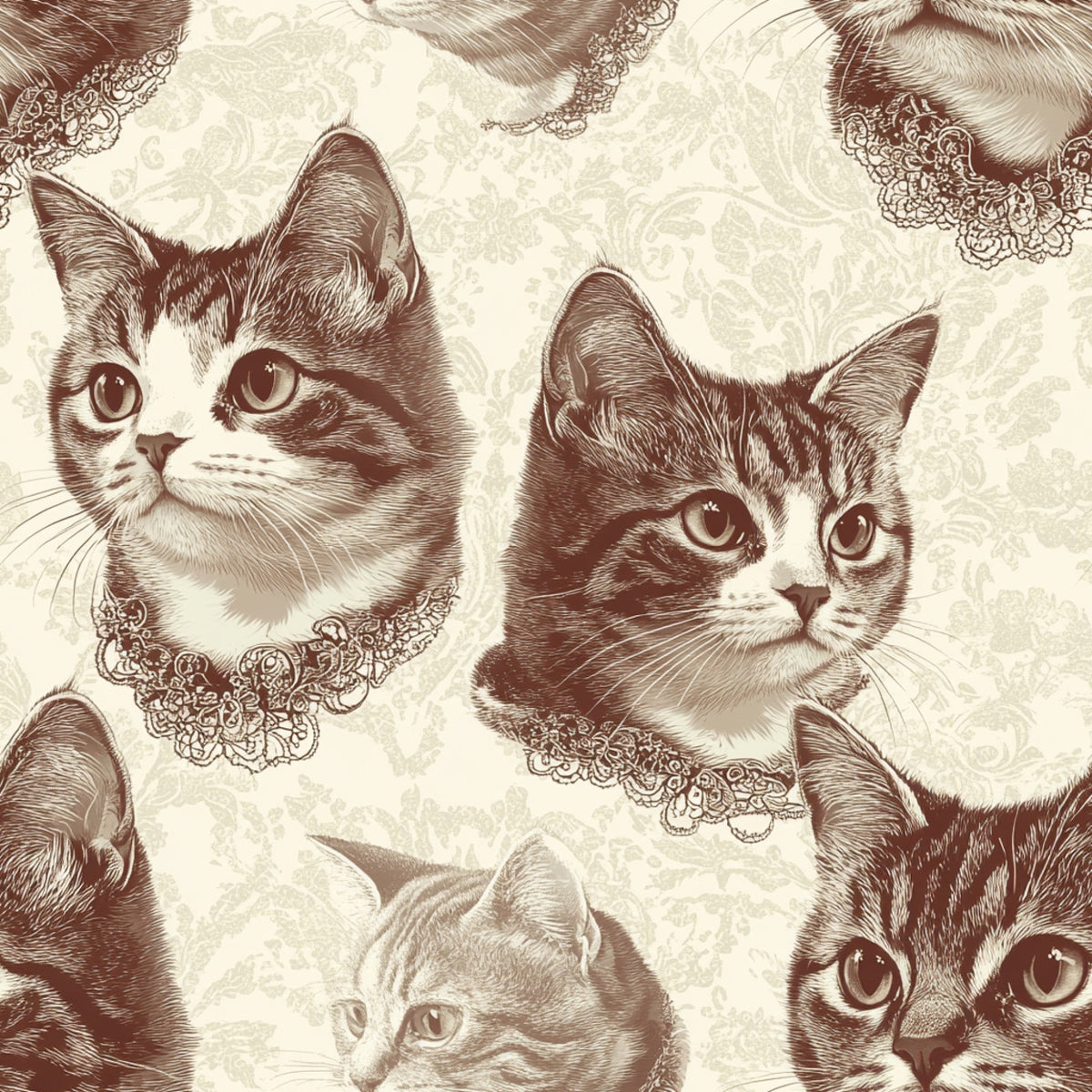 Sepia Kitten Toile Pattern 12 Minky Fabric