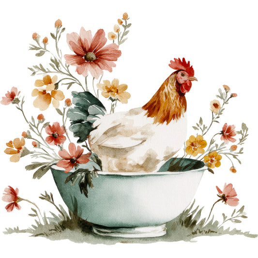 Farmhouse Chicken Decor Fabric Panel 50