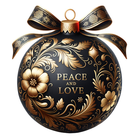 black, gold, bronze, christmas ornament, decorative ribbon, floral patterns, scrollwork, baroque design, ornate details, holiday fabric, fabric panel, quilting cotton, festive motifs, elegant styling, metallic accents, bow decoration, winter theme, christmas crafting, decorative flowers, luxurious appearance