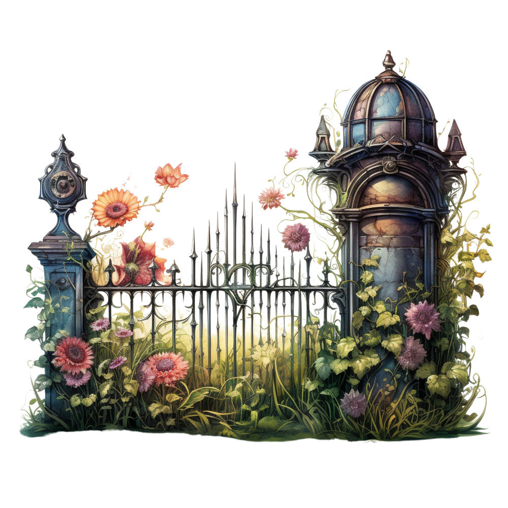 Floral Steampunk Fabric Panel 2