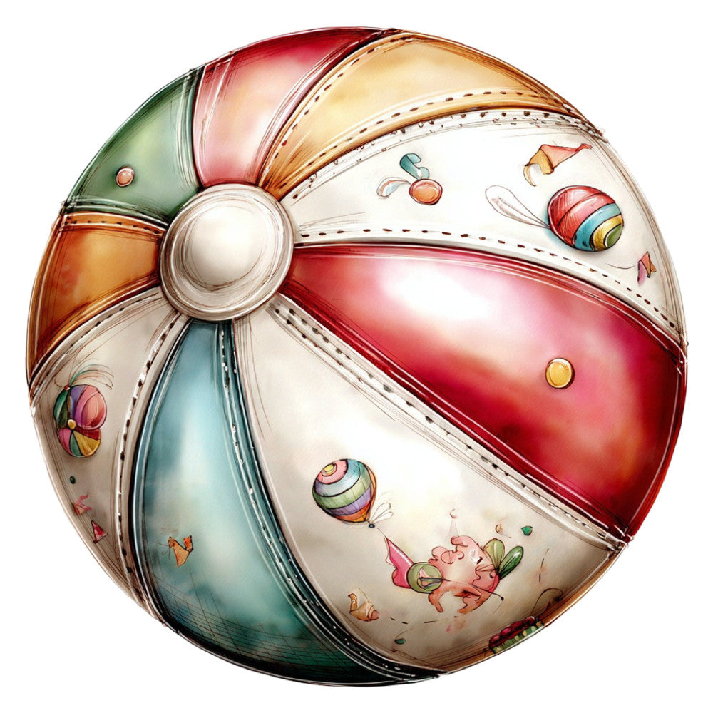 hot air balloon, whimsical, vintage, children's, cream, red, blue-green, sage green, tan, gold, colorful, balloon, flying, sky, playful, retro, storybook, nursery, baby, pastoral, whimsy, illustrated, charming, nostalgic, spring, summer, adventure, transport, cute animals, pig