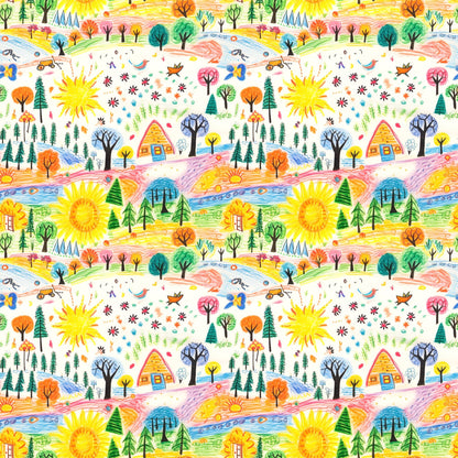 Scribble Sunshine Pattern 4 Minky Fabric