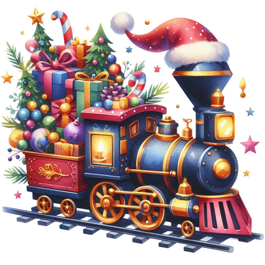 Christmas Spirit Trains Fabric Panel 11