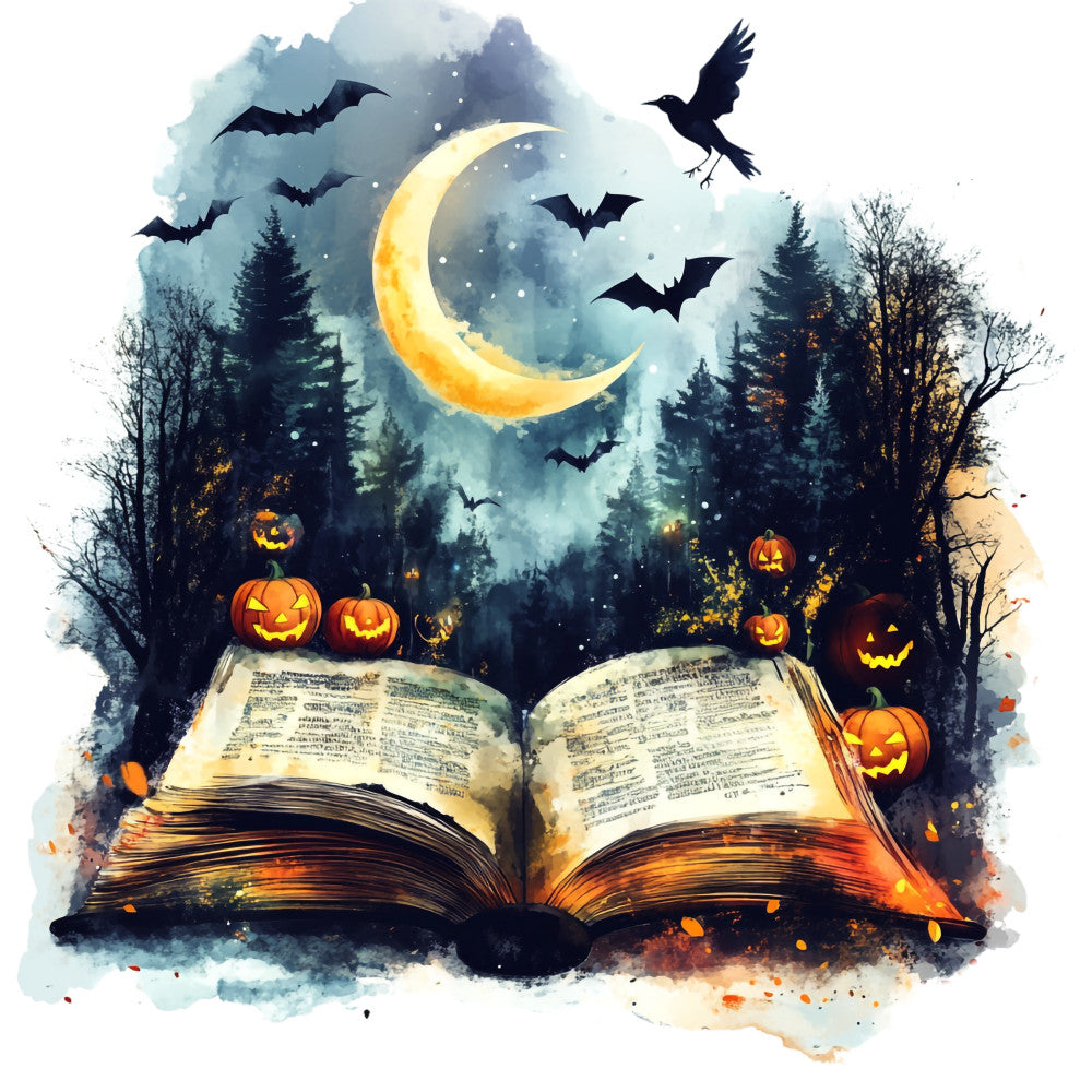 Halloween Books Fabric Panel 24